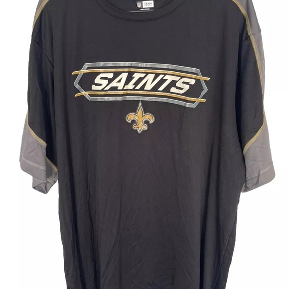 NFL Team Apparel New Orleans Saints Short Sleeve Shirt Sz 2X Blk/Old Gold - Picture 3 of 8